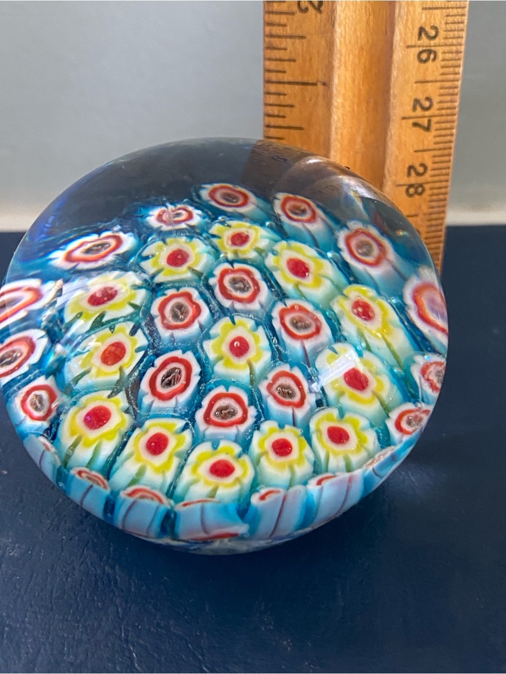 small Millefiori Glass Paperweight